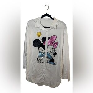 Disney White Oversized Button-Up Shirt